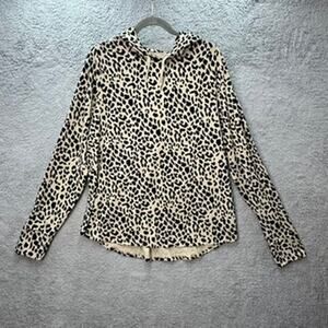 Belle by Kim Gravel Women's XL Leopard Print Hooded Sweatshirt Pullover Soft EUC